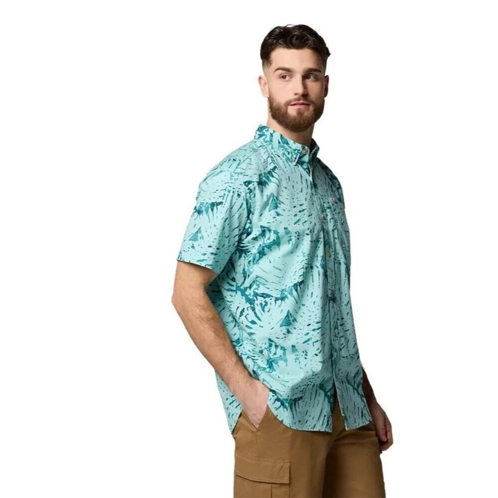 Columbia Men's Rapid Rivers Printed Short Sleeve Cotton Button Up Shirt S